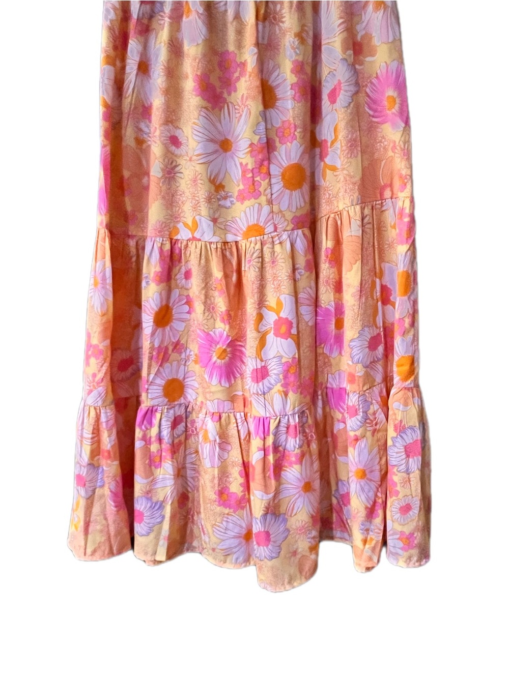 NWT Boho Floral Bright Orange and Pink Indulge Dress Off the Shoulder Size Large - Picture 9 of 9